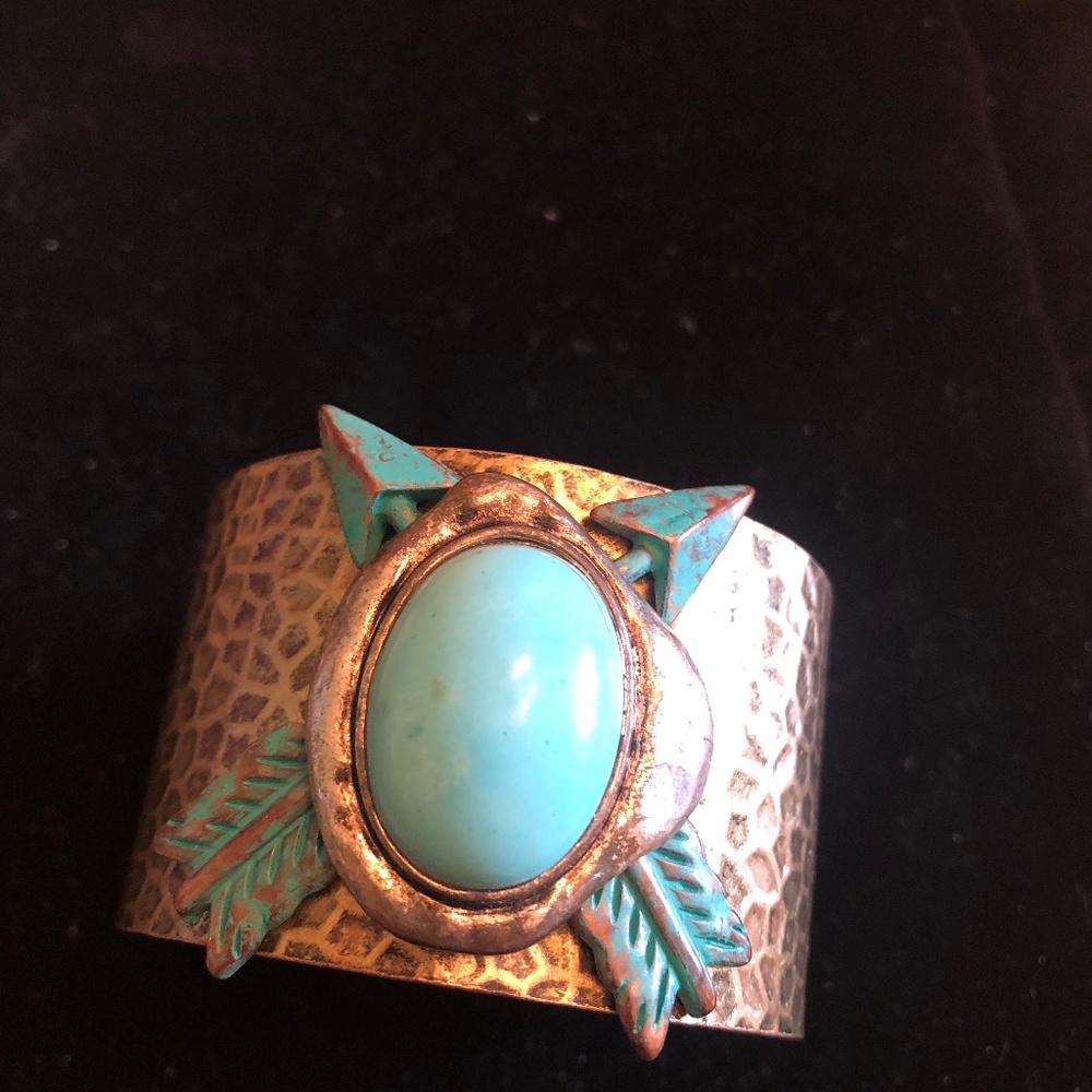 Western Patina and Turquoise Arrow Cuff Bracelet